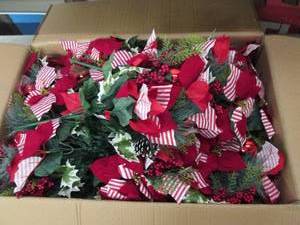box of red stripe poinsetta bouquet...