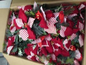 box of red stripe poinsetta bouquet...
