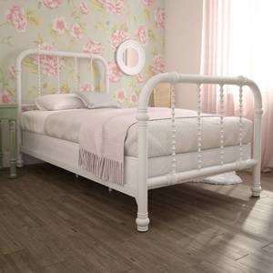 lot 315 image: DHP Jenny Lind Twin Size White Metal Bed Model 4097119 (Box Has Damage, Item May be Damaged)