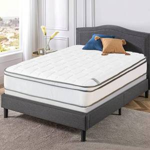 lot 408 image: Spinal Solution 10-Inch Medium Plush Eurotop Pillowtop Innerspring Mattress And 8-Inch Wood Fully Assembled Box SpringFoundation Set Full Size - NEW