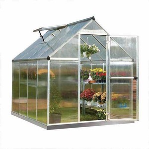 lot 411 image: Palram - Canopia Mythos - 6 x 8 - Silver - Polycarbonate Walk-In Greenhouse, HG5008 - Open Box.