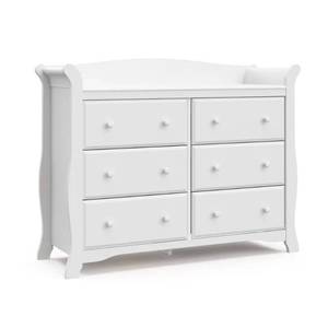 lot 412 image: Storkcraft Avalon 6-Drawer White Double Kids Dresser, 03556-201. Open Box.