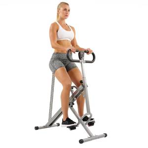 lot 416 image: Sunny Health & Fitness Upright Row-N-Ride Rowing Machine Rower for Full Body Workout, Glutes, Squat Assist, and Exercise, 077S - Open Box.