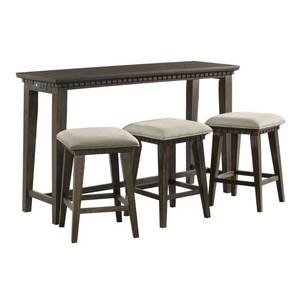 lot 417 image: Picket House Steele 4-Piece Smokey Walnut Bar Table Set, TMO100BSSE - Open Box.