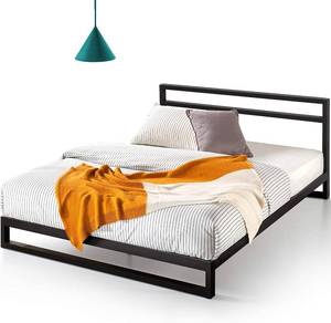 lot 419 image: ZINUS Trisha Metal Platforma Bed Frame with Headboard  Wood Slat Support  No Box Spring Needed  Easy Assembly, Full. Open Box.
