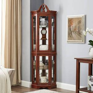 lot 325 image: Good & Gracious Walnut Lighted Curio Cabinet Model HDCUJHCL506-WNT (Item May Be Damaged Or Missing Hardware)