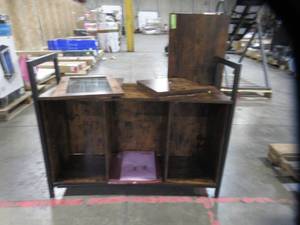 lot 350 image: Vasagle Buffet Table with Glass Doors Model LSC095 ( Needs Some Assembly, Scratch & Dent)
