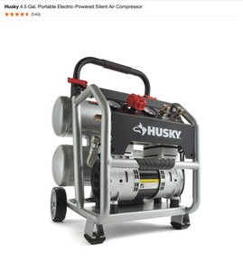 Husky 4.5 Gal. Portable Electric-Powered Silent Air Compressor. See Pictures