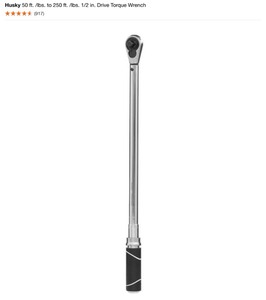 Husky 50 ft. lbs. to 250 ft. lbs. 12 in. Drive Torque Wrench & Husky 12 in. Drive Impact Torx Set (7-Piece). See Pictures