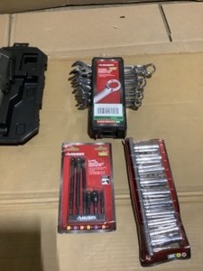 Husky 38 in. Drive 12-Volt Lithium-Ion Cordless Ratchet, Wrench Set, Sockets & Impact Adapter Set. See Pictures