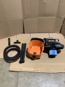 RIDGID 4 Gallon 5.0-Peak HP Portable WetDry Shop Vacuum with Fine Dust Filter, Hose and Accessories. See Pictures