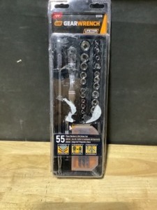 GEARWRENCH 14 in. Drive 6-Point SAEMetric Slim Flex-Head Ratchet and Socket Mechanics Tool Set (55-Piece). See Pictures