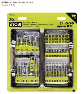 RYOBI ONE 18V Lithium-Ion 4.0 Ah Battery & Impact Rated Driving Kit (70-Piece). See Pictures