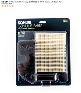 (5) KOHLER Air Filter for Kohler Courage SV470-620 15-22 HP Engines with Foam Pre-Filter Included. See Pictures