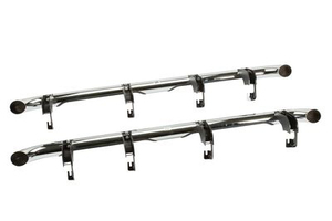 lot 704 image: NOS - Genuine GM 4 Round Chrome Crew-Cab Step Bars - Fits 2014 to 2019 Chevrolet Silverado 150025002500 and GMC Sierra 150025003500 - Part No. 22805439 - NO SHIPPING