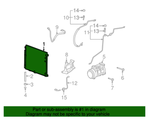 lot 719 image: NOS - Genuine GM 2004 to 2011 Cadillac SRX, STS AC Condenser - Part No. 89022521