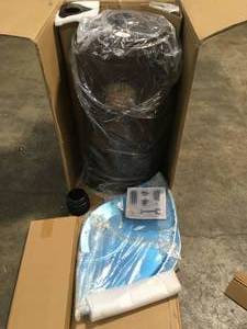 lot 11 image: 47,000 BTU Patio Heater with Wheels, Side Table, Bronze Gas Oudoor Propane Heater, Quick Pulse Ignition by Patio Post Customer Returns See Pictures