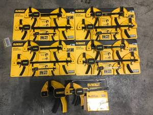lot 13 image: Lot of Assorted 12 in. 100 lbs. Trigger Clamp with 2.43 in. Throat Depth by DEWALT Customer Returns See Pictures