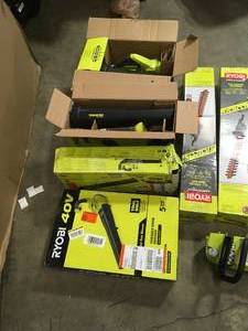 lot 15 image: Lot of Assorted and Mixed Ryobi Lawn Carte Power Tools Customer Returns See Pictures