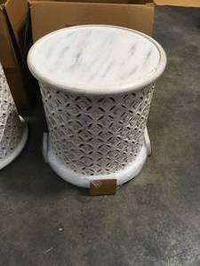 lot 19 image: Lot of 2 Serena 17 in. Wide White Wash 17 in. High Solid Mango Wood Side Table with Hand Finished Distressing by Powell Company Customer Returns See Pictures