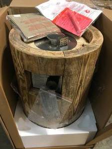 lot 27 image: 16 in. X 25 in. Round Exterior Terrafab Propane Brown Fire Pit by Uixe Customer Returns See Pictures