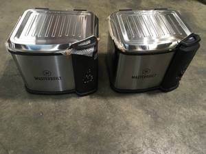 lot 32 image: Lot of 2 10 Liter XL Electric Fryer, Boiler, Steamer in Silver by Masterbuilt Customer Returns See Pictures