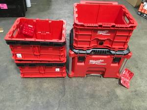 lot 34 image: Lot of Assorted PACKOUT 22 in. Rolling Tool Box by Milwaukee Customer Returns See Pictures