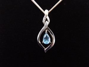 .925 Sterling Silver Diamond Accented Topaz Infinity Pendant Necklace