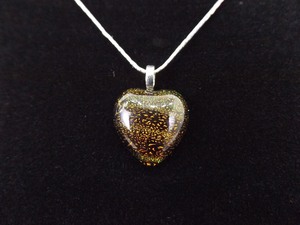 .925 Sterling Silver Orange Dichroic Glass Heart Pendant Necklace