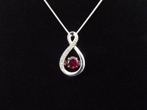 .925 Sterling Silver Diamond Accented Dancing Pink Sapphire Crystal Infinity Pendant Necklace