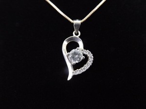 .925 Sterling Silver Crystal Heart Pendant Necklace