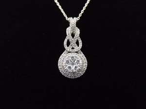 .925 Sterling Silver Crystal Infinity Knot Pendant Necklace