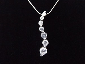 .925 Sterling Silver Ascending Crystal Pendant Necklace