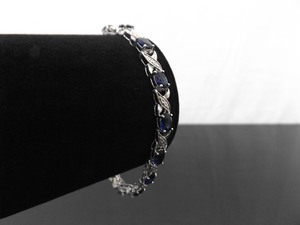 .925 Sterling Silver Diamond Accented Sapphire Crystal Hugs and Kisses Bracelet