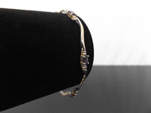 .925 Sterling Silver Diamond Accented Amethyst Bracelet