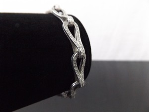 .925 Sterling Silver Crystal Accented Loop Link Bracelet