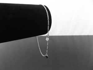 .925 Sterling Silver Figaro Link Heart Charm Bracelet