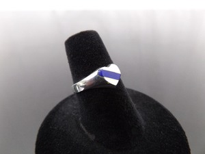.925 Sterling Silver Inlayed Lapis Lazuli Heart Ring Size 6.5