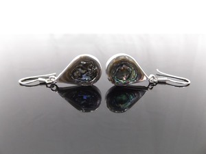 .925 Sterling Silver Abalone Hook Dangle Earrings