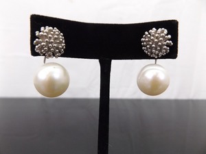 .925 Sterling Silver Pollen Cluster LARGE Genuine Pearl Post Earrings