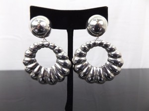 .925 Sterling Silver Large Flower Hoop Dangle Post Earrings