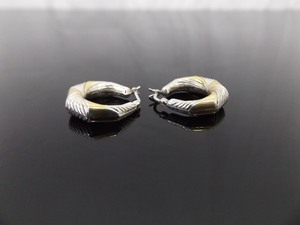 .925 Sterling Silver Duotone Vermeil Hoop Hinged Latch Earrings