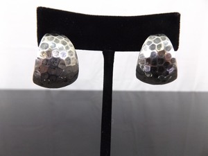 .925 Sterling Silver Hand Hammered Wide Hoop Post Earrings