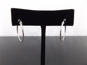 .925 Sterling Silver Flat Oval Hoop Hinged Latch Earrings