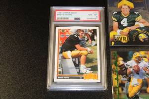 lot 15 image: 1991 Upper Deck Brett Favre #13 PSA 8 Rookie Card Plus 10 Extra Cards