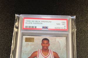 lot 18 image: 1996-97 Skybox Premium Allen Iverson #85 PSA 8 Rookie Card