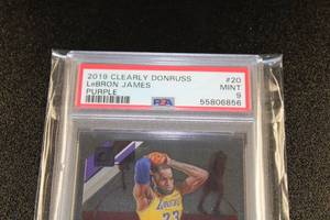 lot 22 image: 2019-20 Clearly Donruss Purple LeBron James #20 PSA 9
