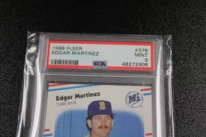 lot 23 image: 1988 Fleer Edgar Martinez #378 PSA 9 Rookie Card