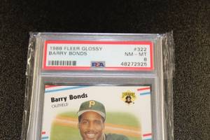 lot 24 image: 1988 Fleer Glossy Barry Bonds #322 PSA 8