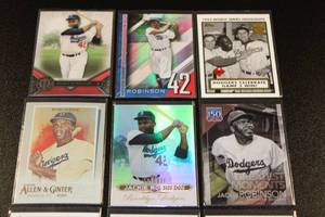 lot 69 image: Jackie Robinson Baseball Card Lot  9 Different Cards